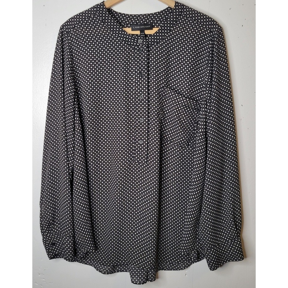 Polka Dot Flowy Henley Blouse‎ Womens 18/20 Long Sleeve Top Workwear Date Night